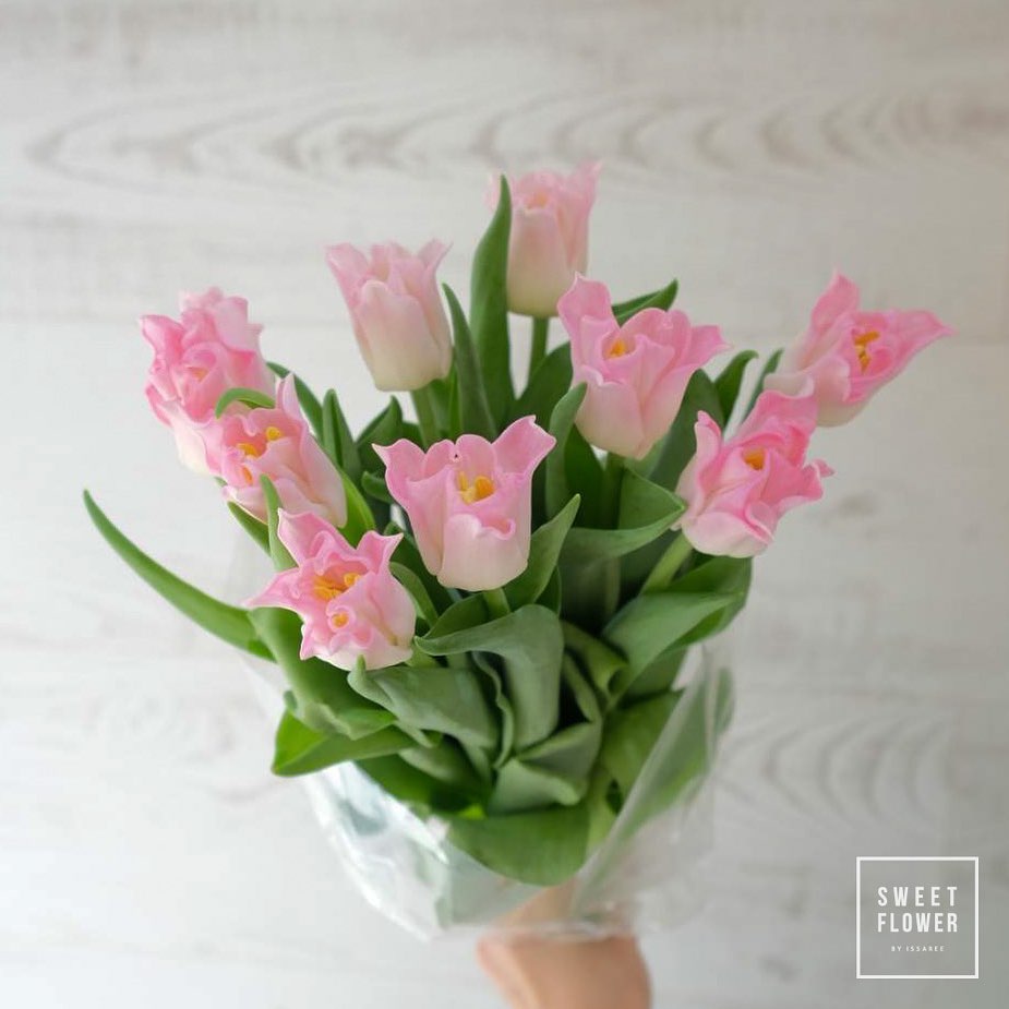 ช่อ พาสเทล หวาน ดอกไม้หลัก ทิวลิป — ผลงานร้านดอกไม้ Sweetflower by Issaree