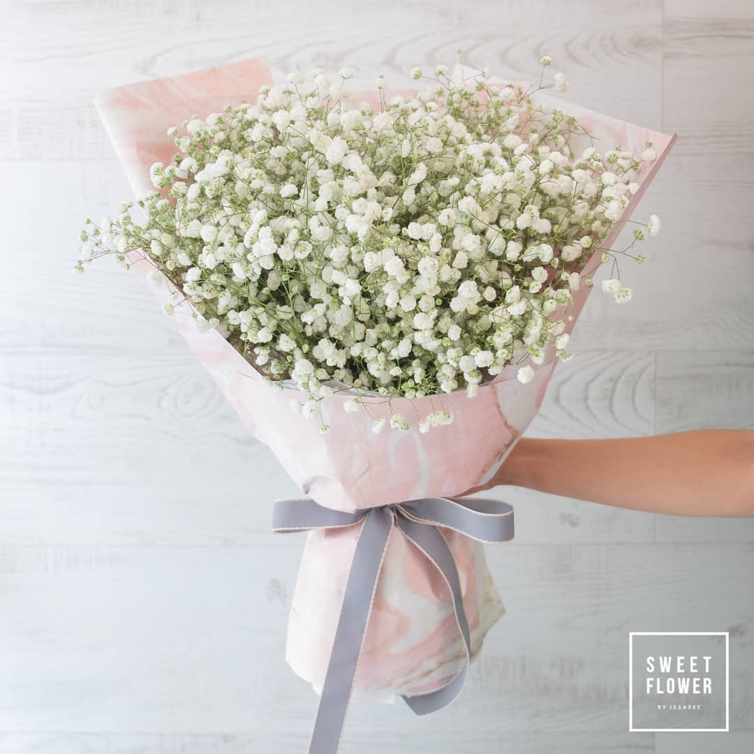 ช่อ พาสเทล หวาน ดอกไม้หลัก เบบี้บรีธ/ยิปโซ — ผลงานร้านดอกไม้ Sweetflower by Issaree — ภาพที่ 1 จาก 2
