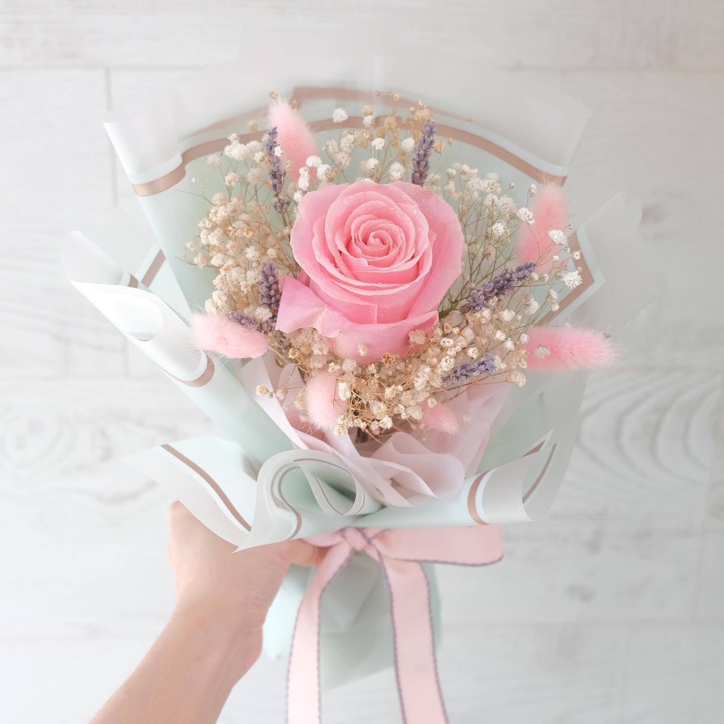 ช่อ พาสเทล หวาน ดอกไม้หลัก กุหลาบ เบบี้บรีธ/ยิปโซ — ผลงานร้านดอกไม้ Sweetflower by Issaree