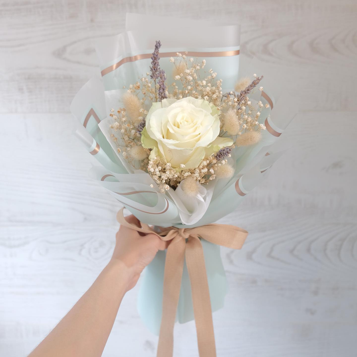 ช่อ พาสเทล หวาน ดอกไม้หลัก กุหลาบ เบบี้บรีธ/ยิปโซ — ผลงานร้านดอกไม้ Sweetflower by Issaree