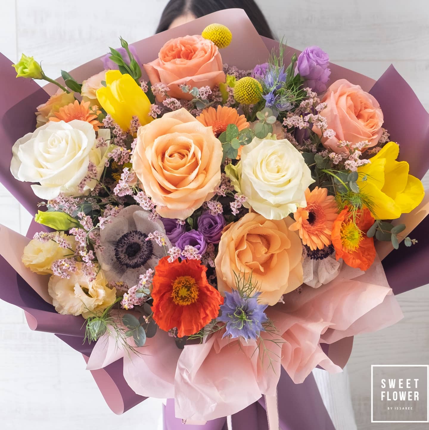 ช่อ หลากสี หวาน ดอกไม้หลัก กุหลาบ ทิวลิป เดซี่/มาร์กาเร็ต — ผลงานร้านดอกไม้ Sweetflower by Issaree — ภาพที่ 2 จาก 2
