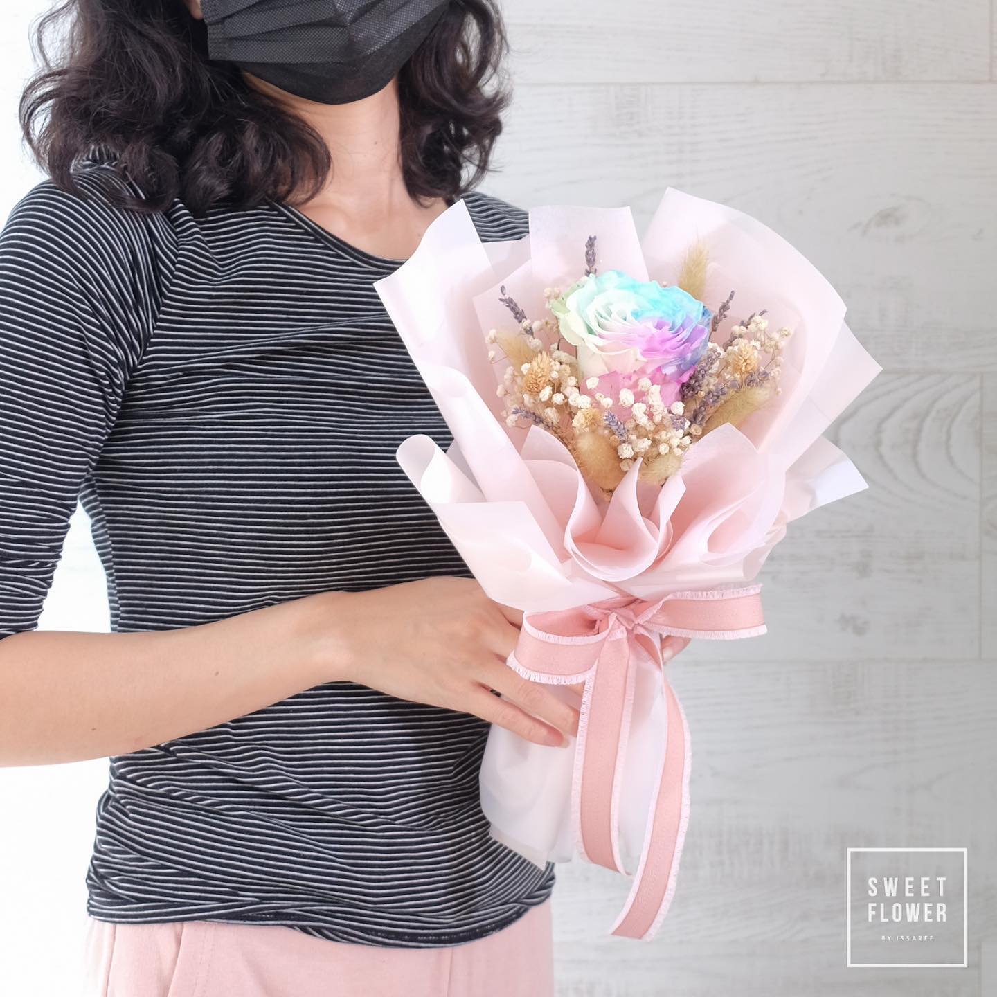 ช่อ พาสเทล หวาน ดอกไม้หลัก กุหลาบ เบบี้บรีธ/ยิปโซ — ผลงานร้านดอกไม้ Sweetflower by Issaree